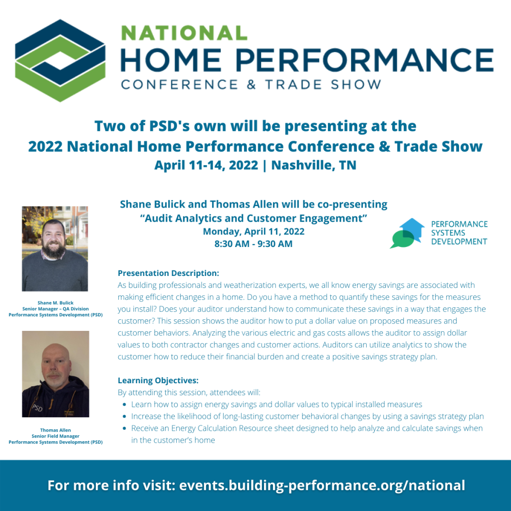 Two of PSD’s Own Presenting at the 2022 National Home Performance