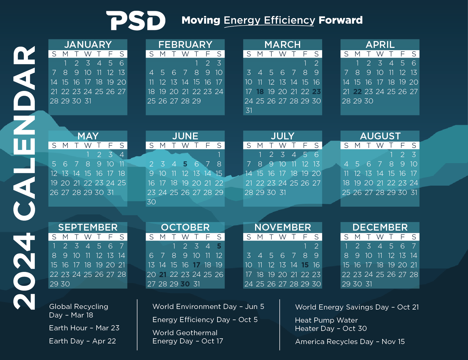 Energy Efficiency Holidays – 2024 Calendar – PSD